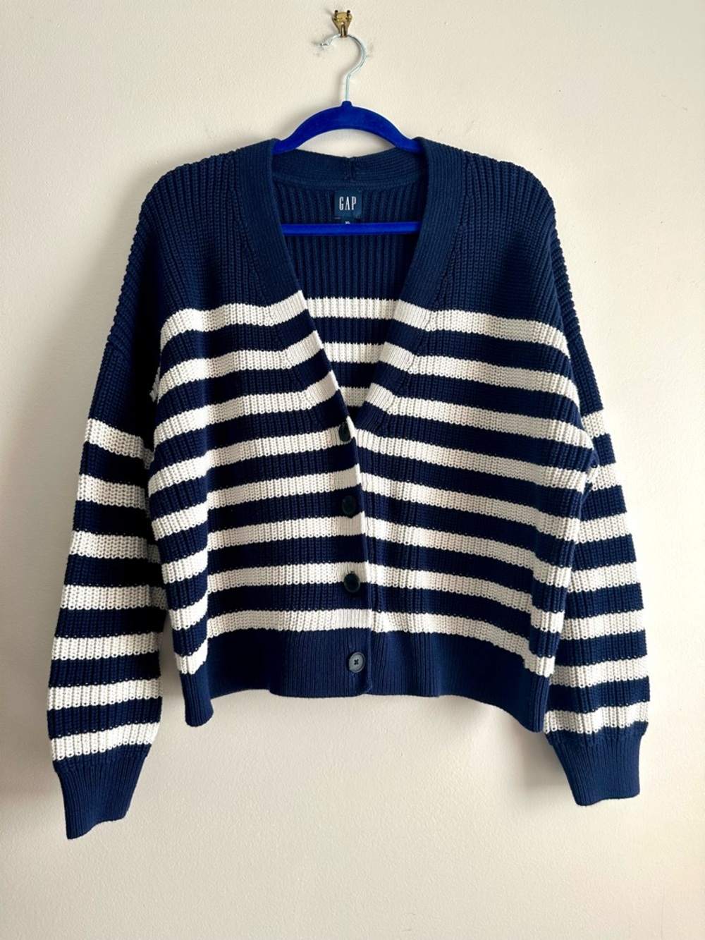 GAP • Classic Cotton Knit Cardigan in Navy‎ Stripe